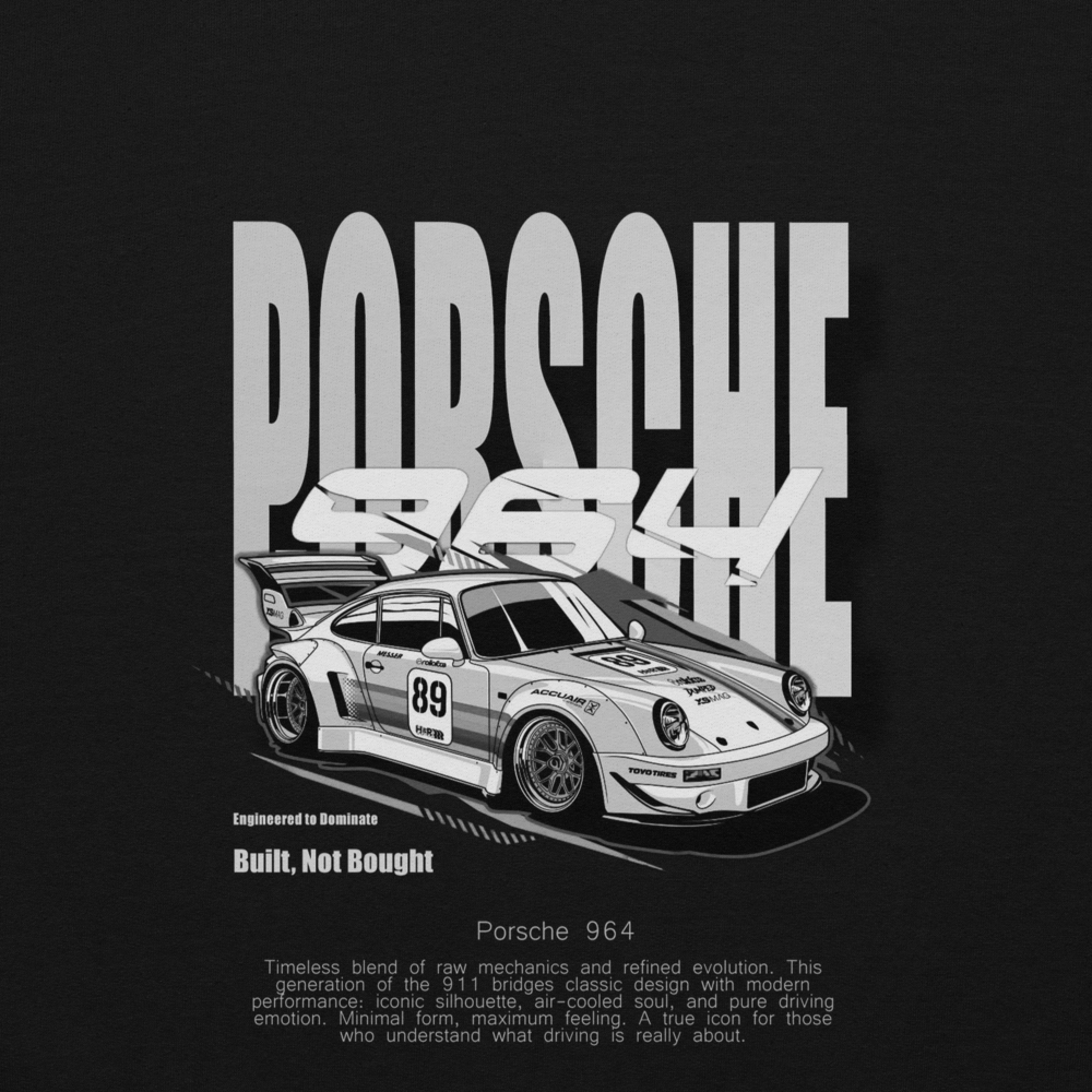 Porsche 964 Black /Grey Hoodie Unisex